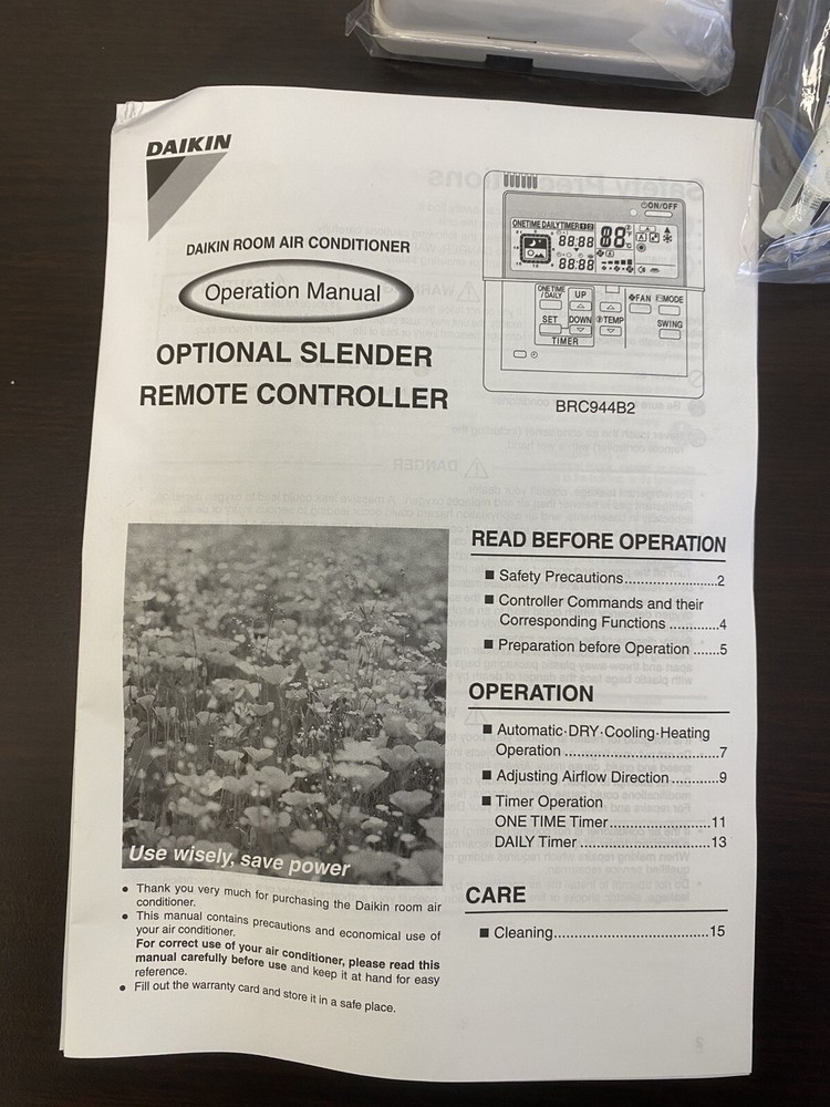 DAIKIN OPTIONAL ACCESSORY REMOTE CONTROLLER BRC944B2 NEW OPEN BOX