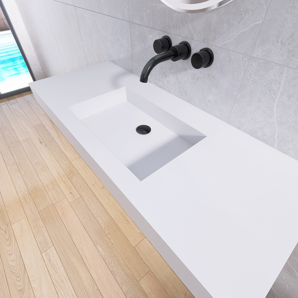 47'' Wall Mounted single Bathroom Sink Solid Surface Bathroom Vessel Sink
