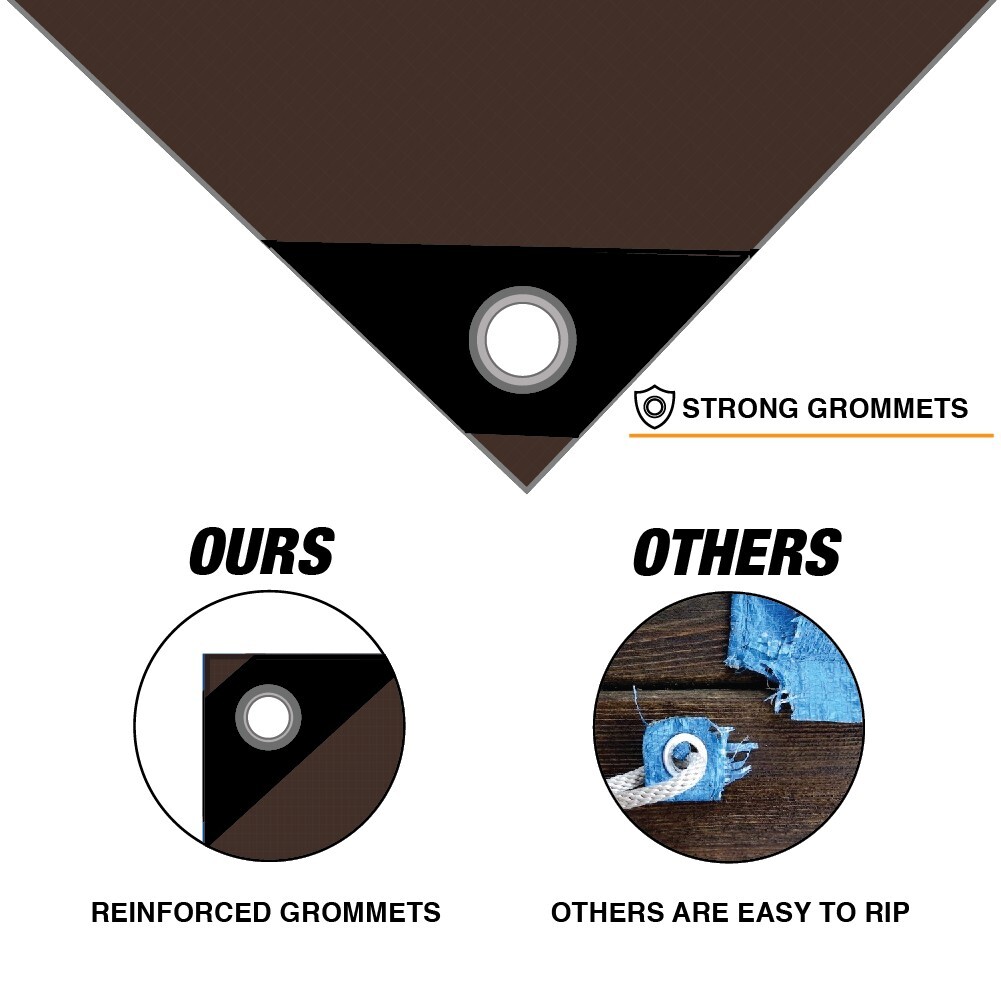 Heavy Brown Tarp - 5 MIL Multipurpose UV Resistant, Waterproof Protective Tarp