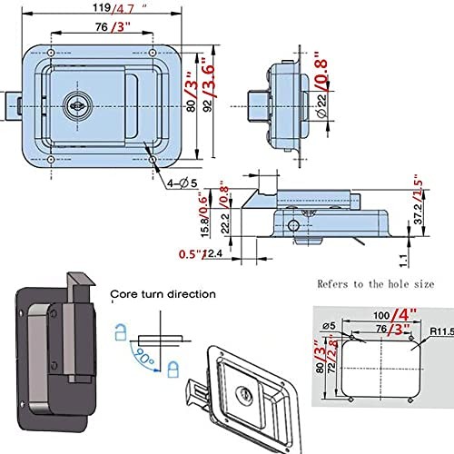 Pack Paddle Handle Locking Latch Matching RV Truck Door Tool Box Lock 2