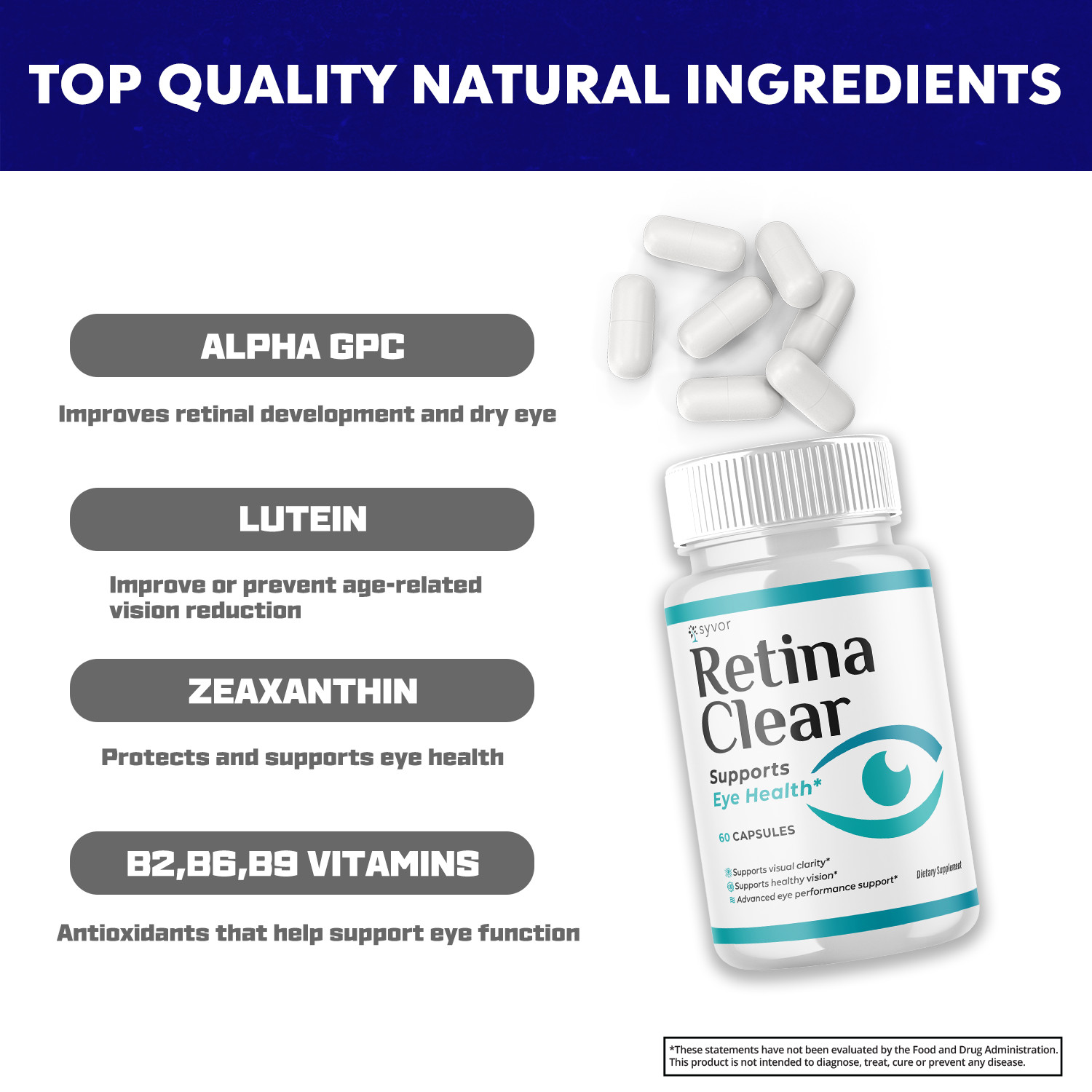 (3 Pack) Retina Clear Capsules, RetinaClear Eye Health Support (180 Capsules)