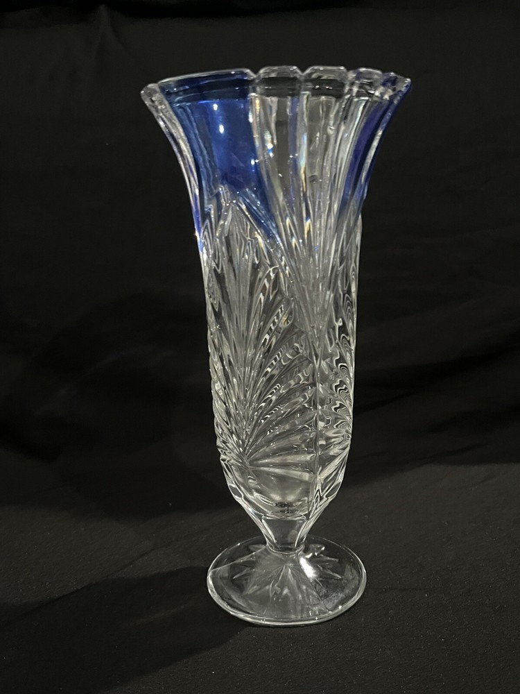 Clear Vase With Blue Accents