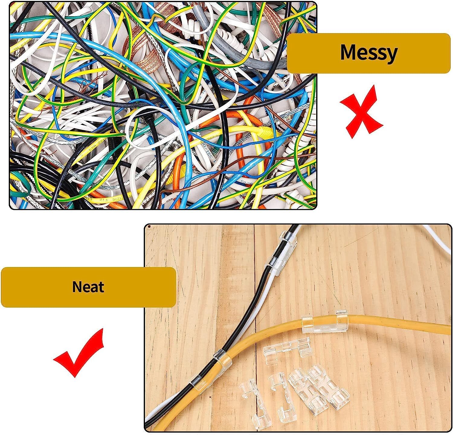 10-100 Cable Clips Self-Adhesive Tie Cord Management Wire Holder Organizer Clamp