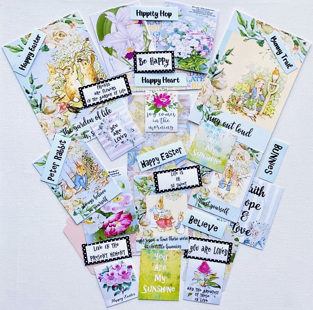 Peter Rabbit Themed Easter Junk Journal Scrapbook Quote & Paper Kit 30 Items #V4