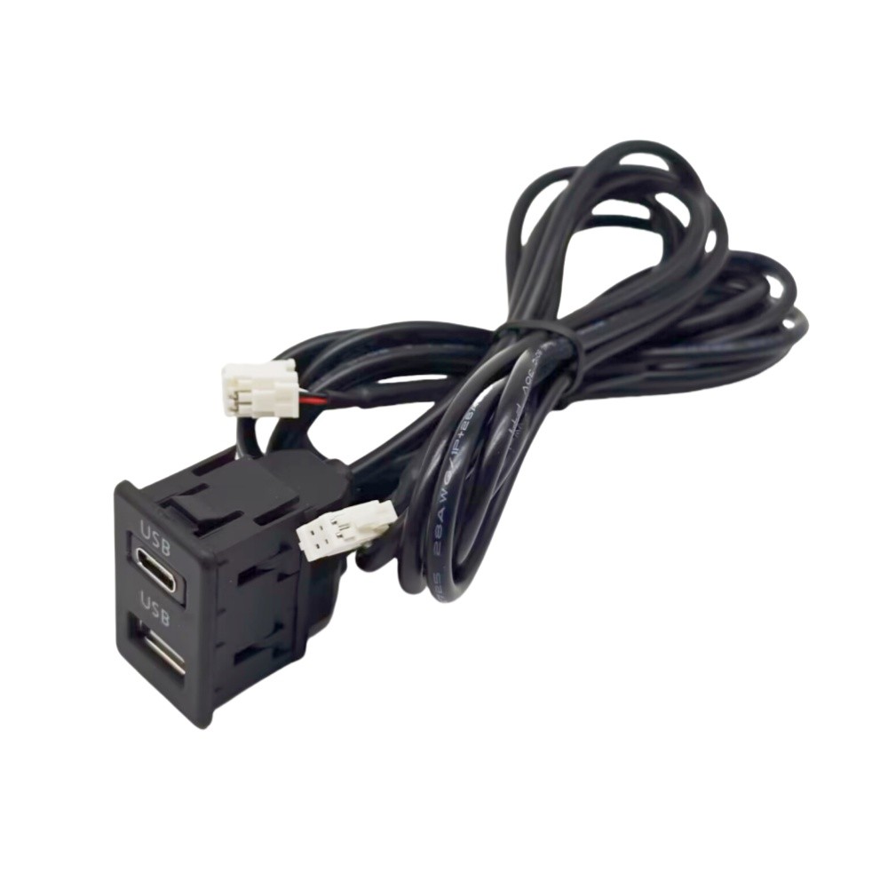 Car Interface Extension Cable Adapter Dual USB Port Socket Outlet Panel 145M
