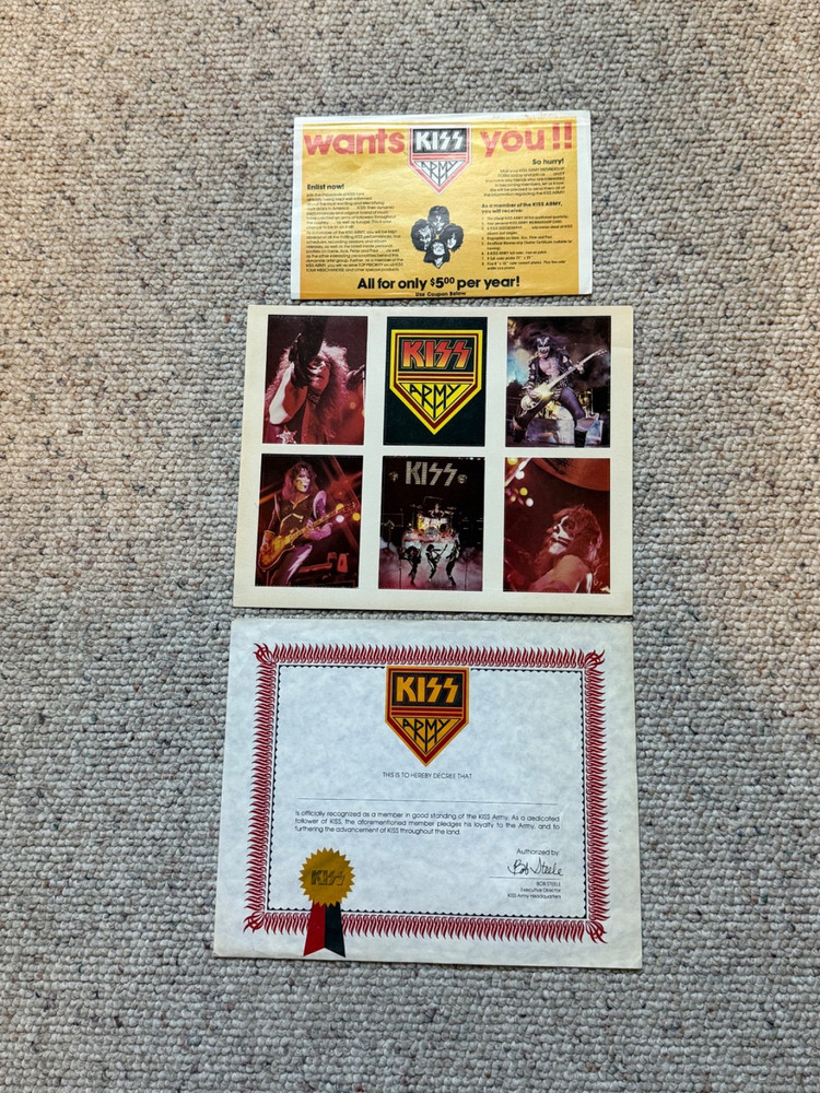 1976-77 Kiss Army Membership kit with extras