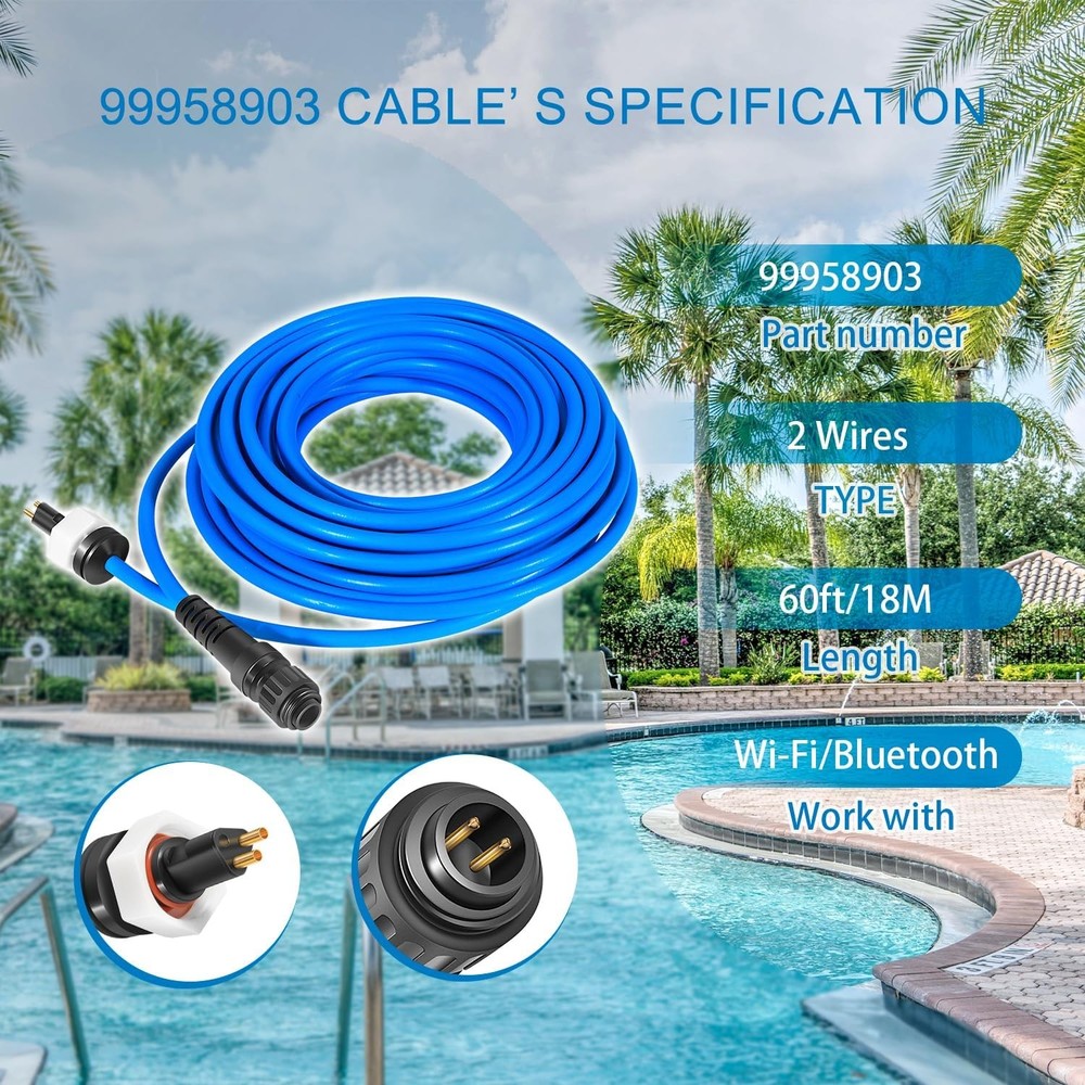60 FT 99958903-DIY 2 Wire Cable Replacement for Dolphin Pool Cleaner Active 20
