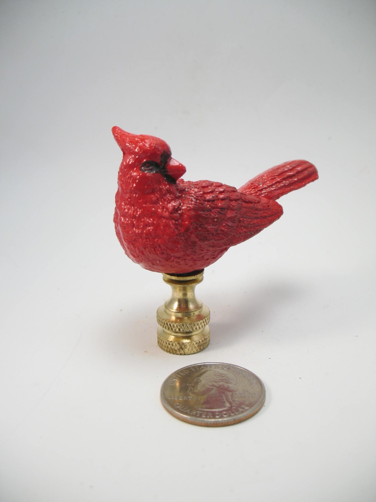 Lamp Finial Red Bird Cardinal Brass Hardware 46BD