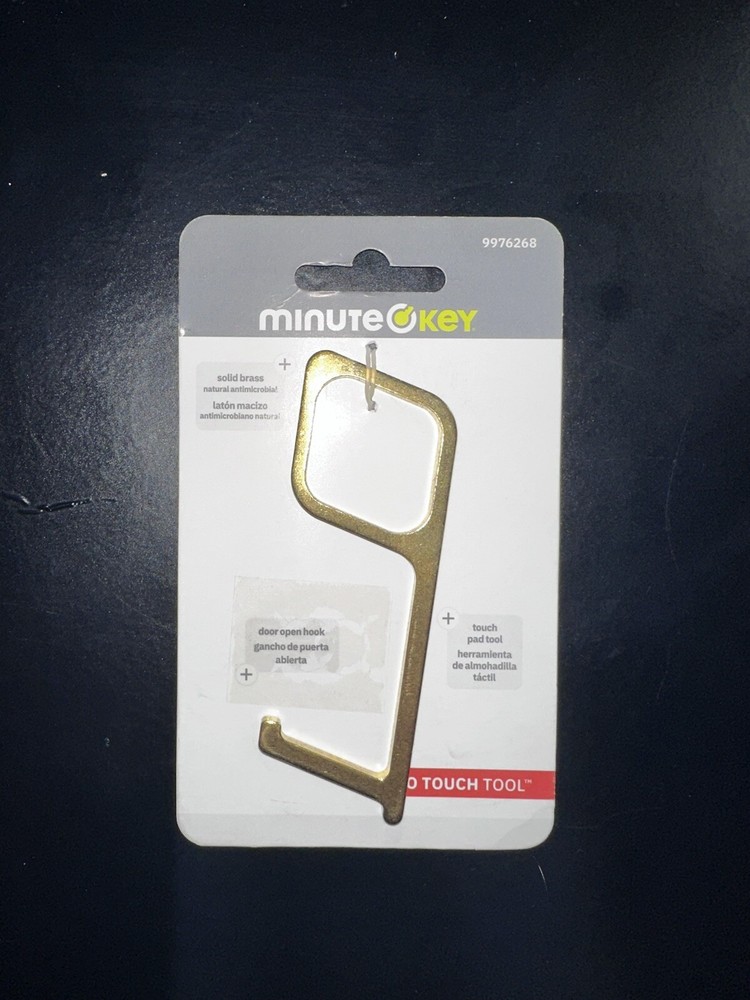 Minute Key No Touch Tool Solid Brass Anti-microbial By Hillman Door Open Hook 