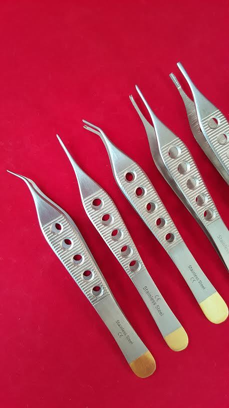 5 PCS ADSON MICRO PLASTIC SURGERY FORCEPS INSTRUMENTS W/ FENESTRATED HANDLE