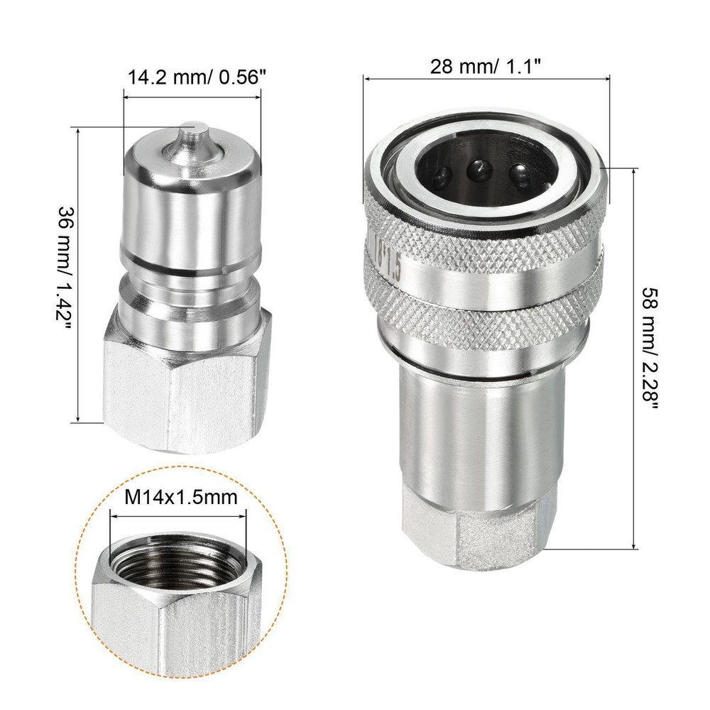 Hydraulic Quick Connect Coupler M14x1.5mm Female Thread Pipe Fitting