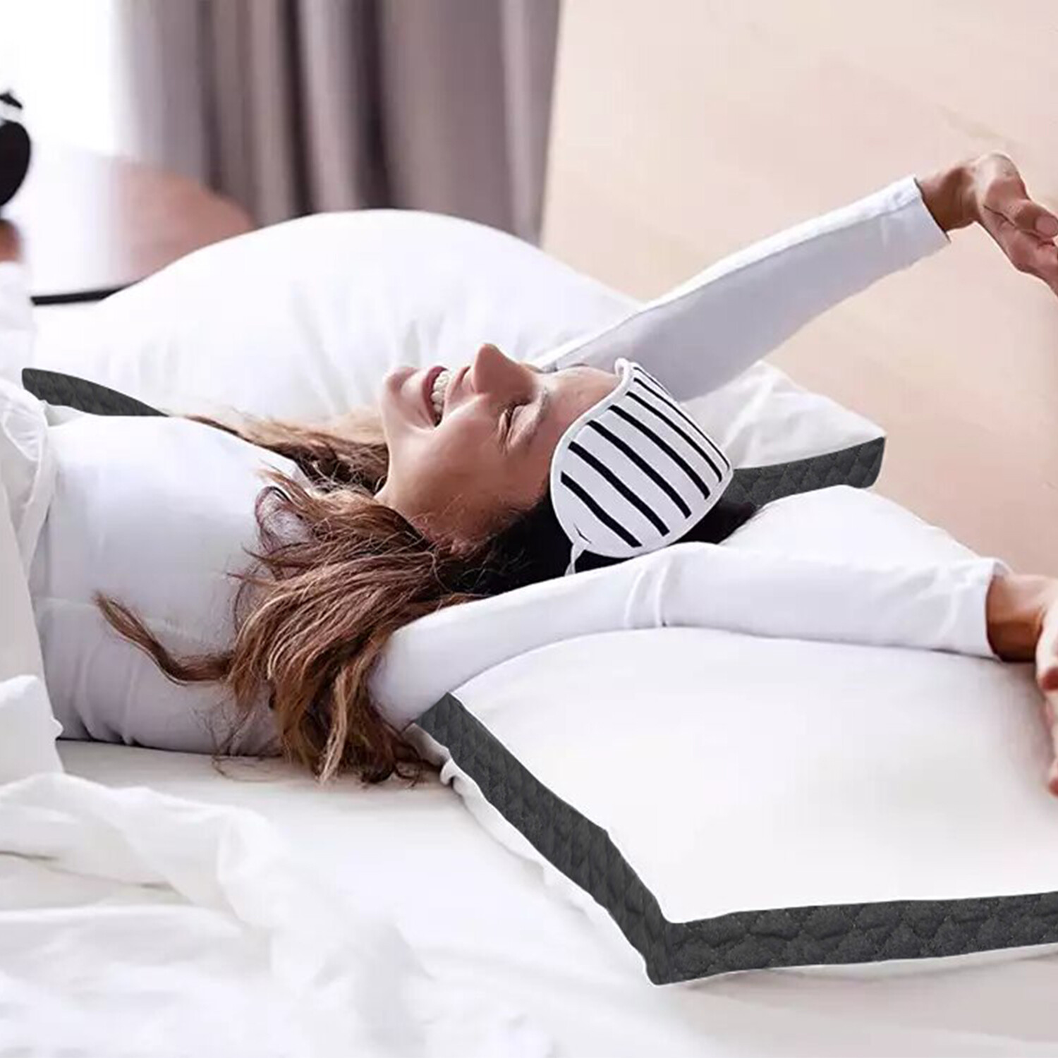 Gusseted Pillow Set of 2 Bed Pillows Neck Support Side & Back Sleepers Pillows