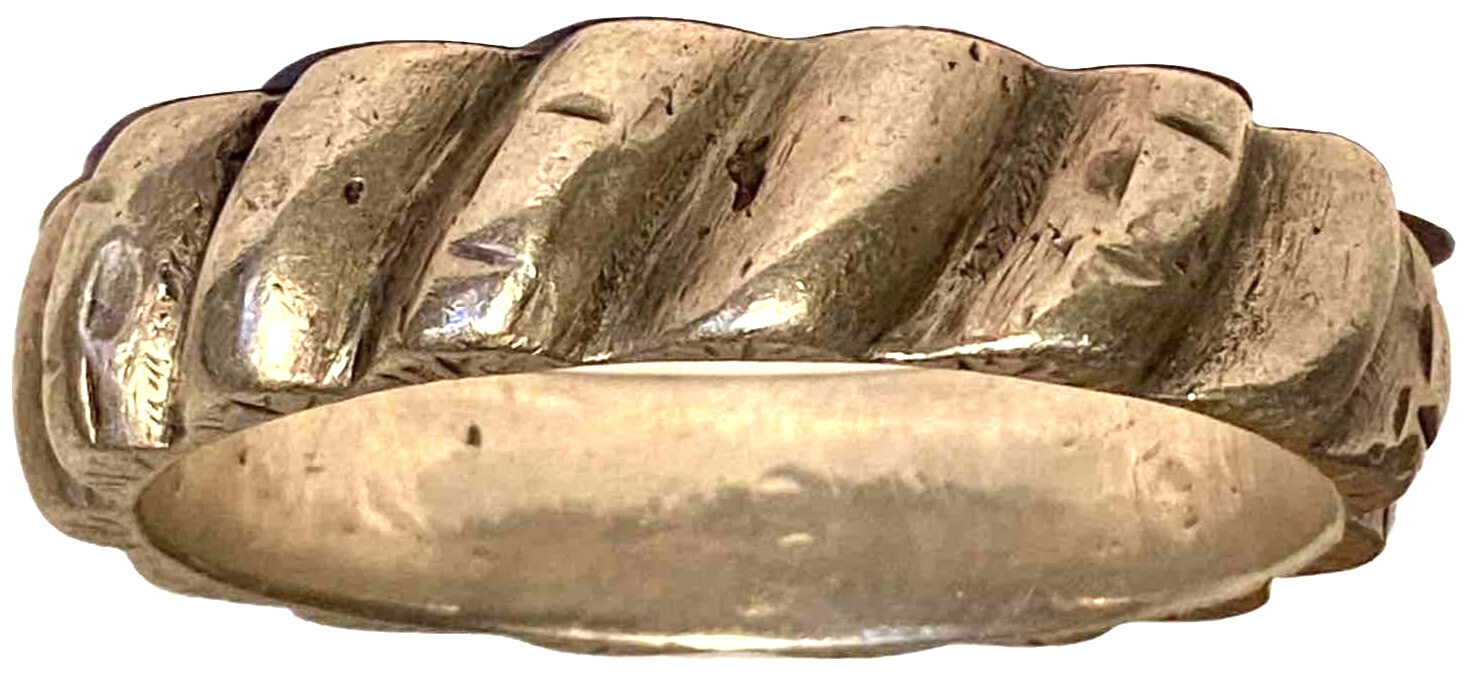 Vintage Ethnic Tribal Artisan Bangle Bracelet, Silver Tone