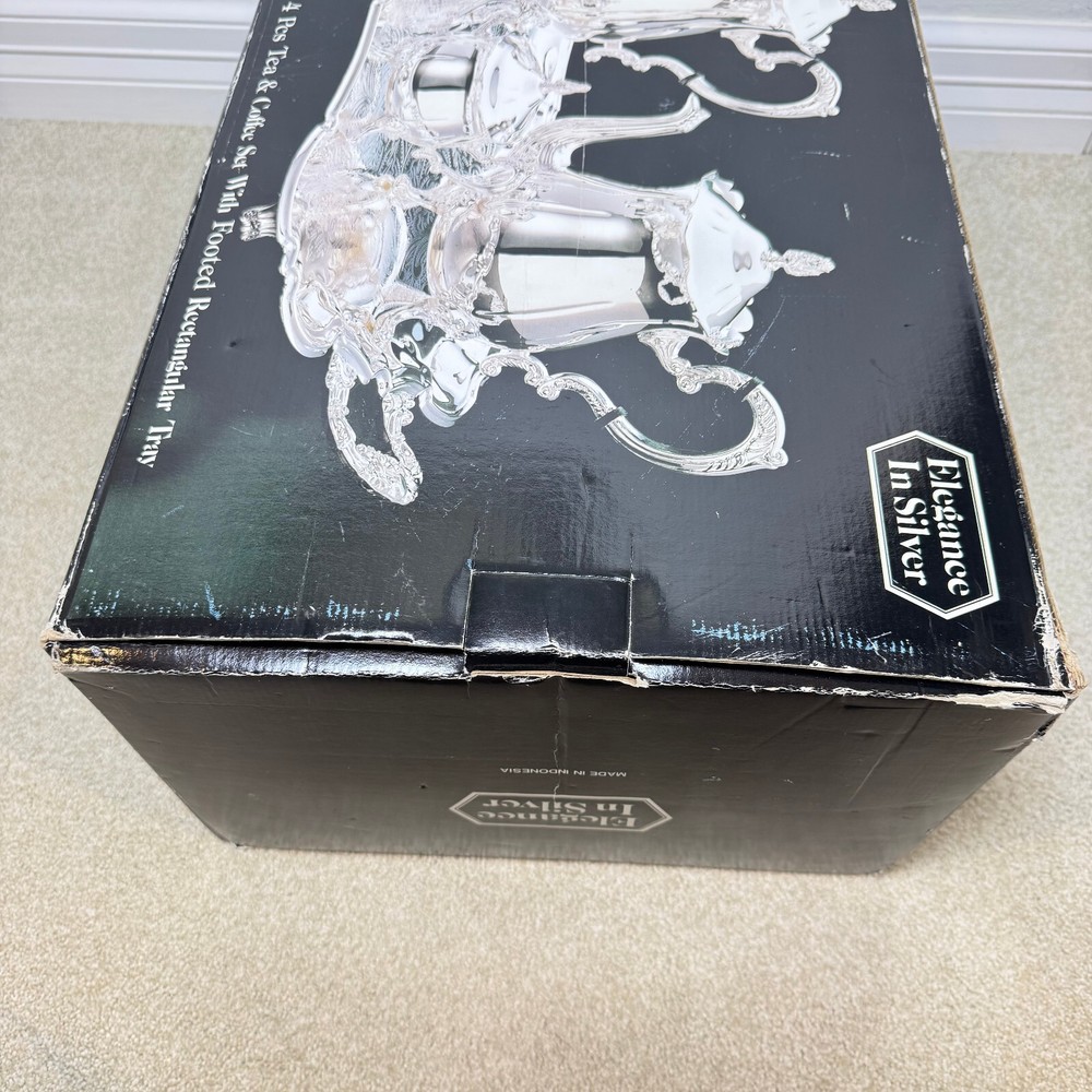 New Elegance in Silver Silver-Plated Princess 4 Pcs Tea & Coffee Set w/ Tray