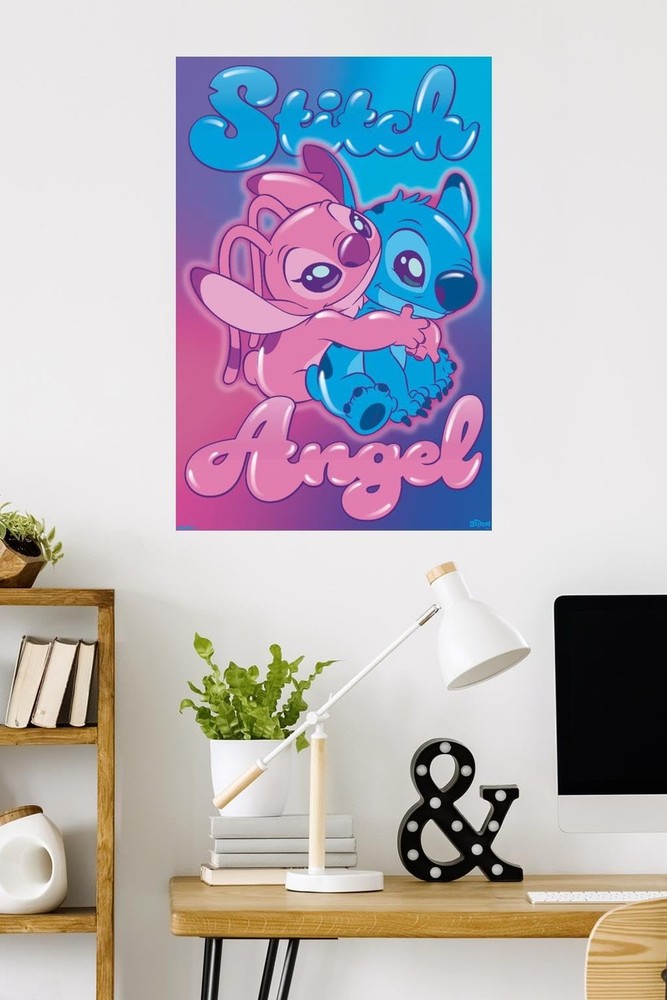Disney Lilo and Stitch - Angel and Stitch Hug Wall Poster, 34L" x 22.4W", Unf...