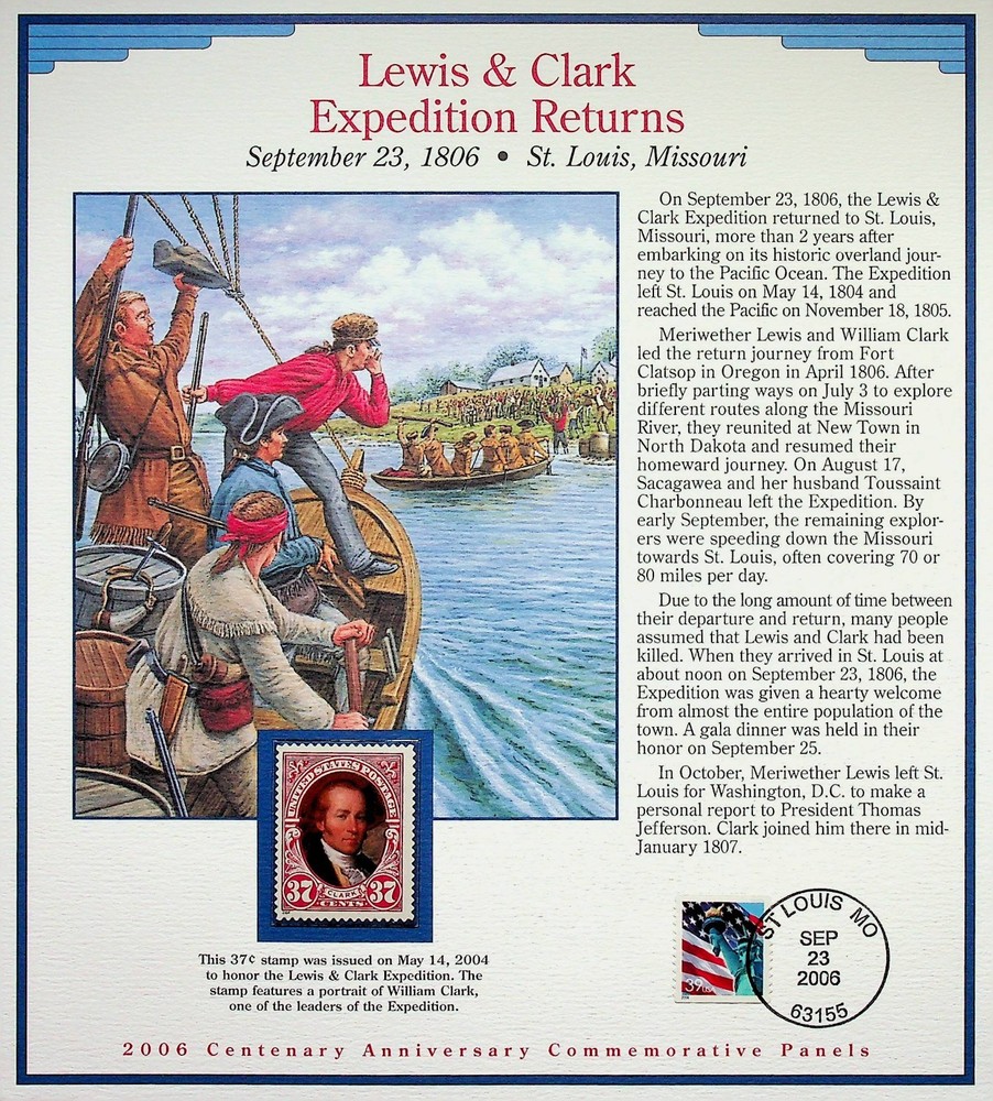 Lewis & Clark Expedition Returns Stamp Panel • 2006 Centenary Commemorative
