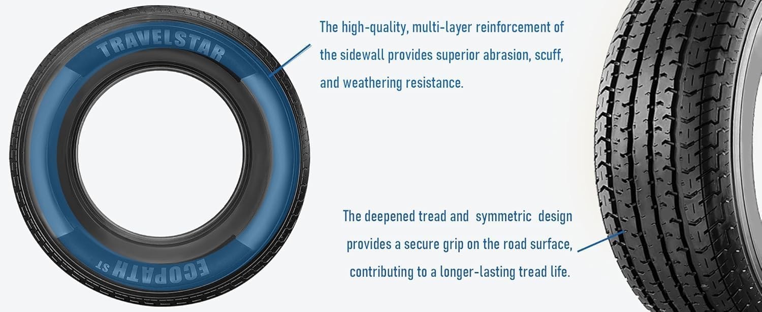 4 Tires Travelstar Ecopath ST ST205/75R15 111/106M 10 Ply Load E Radial Trailer