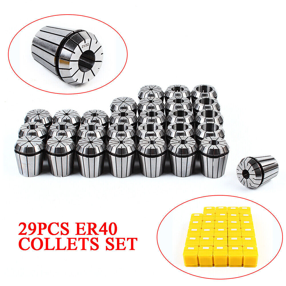 Precision ER40 Collet Set 29PCs Collet Chuck 1/8"-1" Tool for CNC Milling Lathe