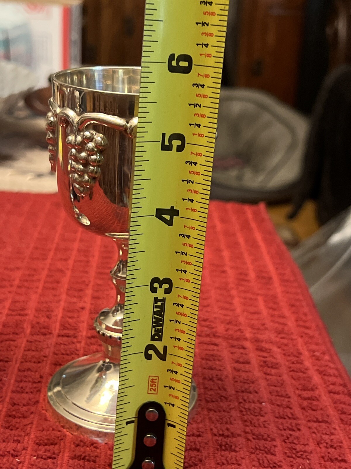 Vintage Set Of 2 Italian Grape Harvest Silver Plated Champagne / Wine Goblets