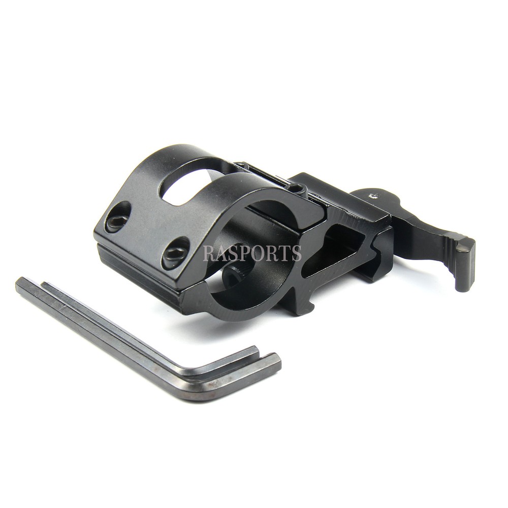Tactical 1" Offset Picatinny/Weaver Rail Mount for Flashlight with Quick Release