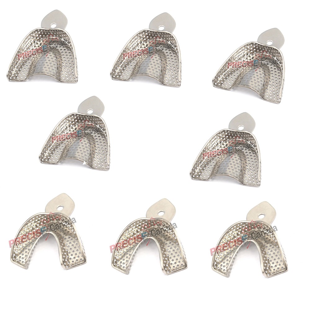8 Pcs Impression Tray Upper Extra Large + lower Extra Large Perforated