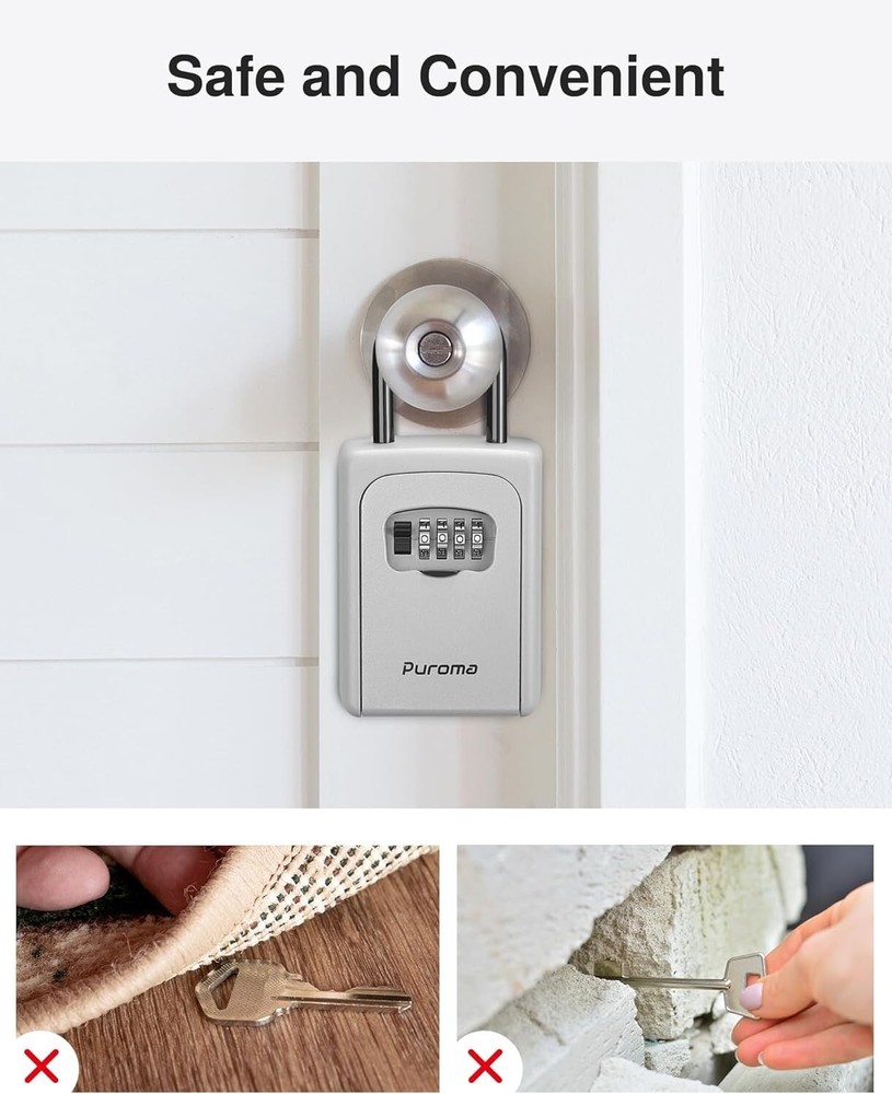 Puroma Lock Box, Large Key Lock Box Resettable Combination Code Lockbox, Portabl