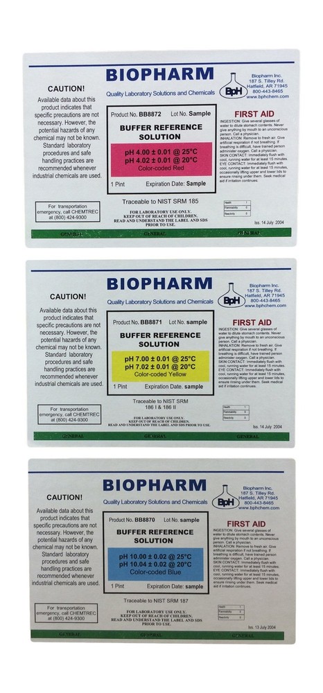 pH Buffer Calibration Solution 3-Pack: 4.00, 7.00, 10.00 Buffers —...