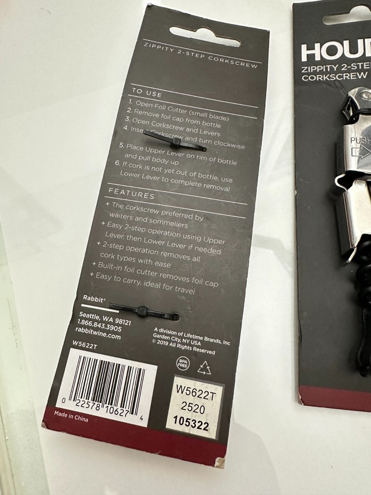 (2) Black HOUDINI ZIPPITY 2-Step Waiters Corkscrews