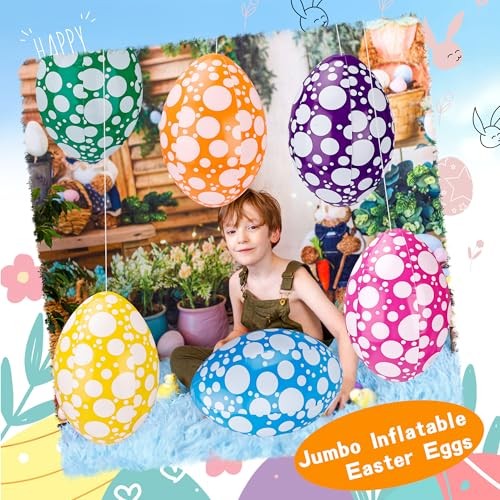 6 Pack 16 Inch Inflatable Easter Eggs Easter Blow up Egg Decor Hanging