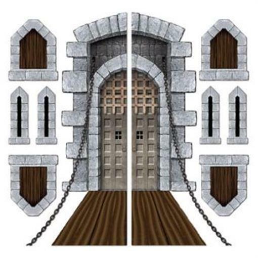 Castle Door & Windows Props Pack 16" to 70" Plastic Medieval Renaissance Decor