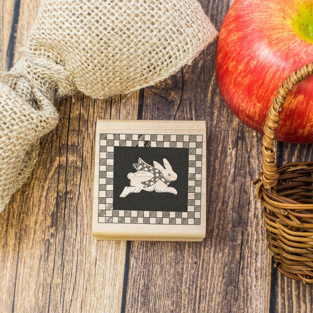 Rabbit Block with Checked Border Stamp