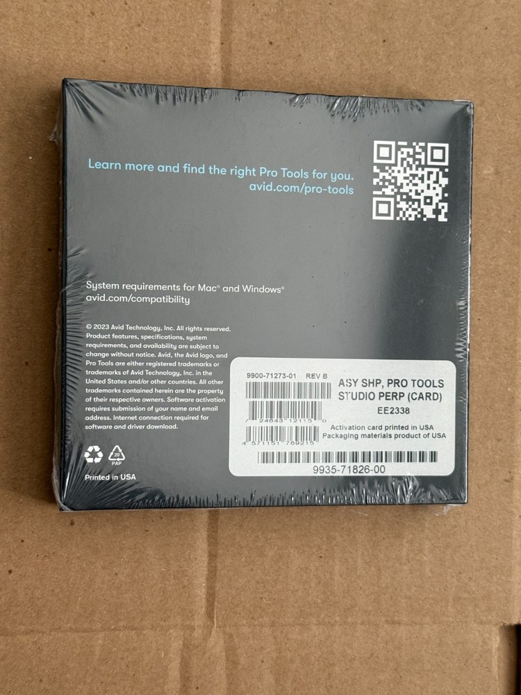 Avid Pro Tools Studio Perpetual with 1-Year Updates and Support Plan Audio BOXED