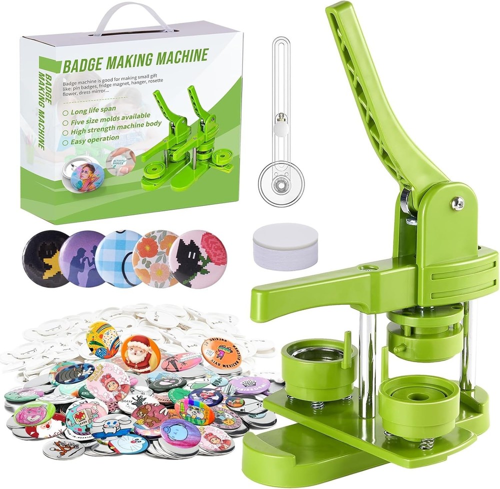 44mm Button Maker Kit – 1.73 Inch Button Maker Pin Badge Press Machine with 100P
