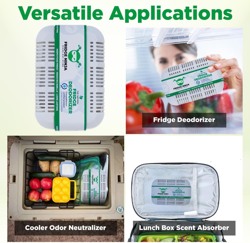 Fridge Ninja Compact Fridge Deodorizer (2 Pack) - More Effective Than Baking