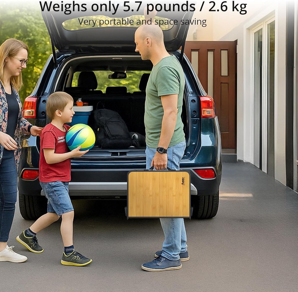 2ft Camping Table Foldable W/ Storage Net 3 Adjustable Heights Aluminum Small