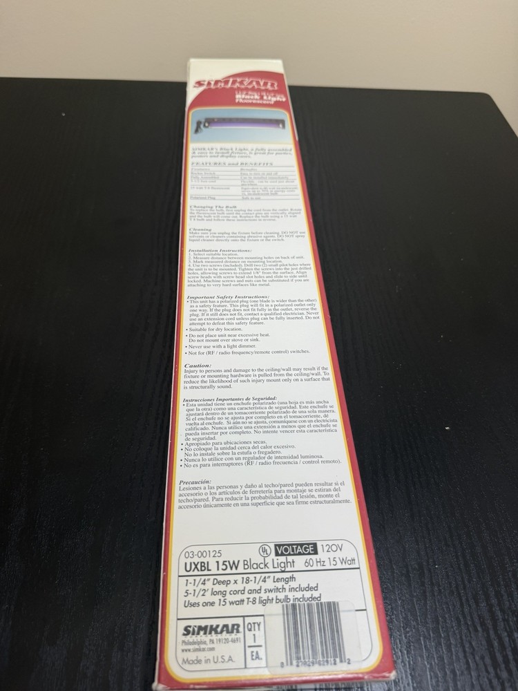 Simkar Corporation Black Light Fluorescent