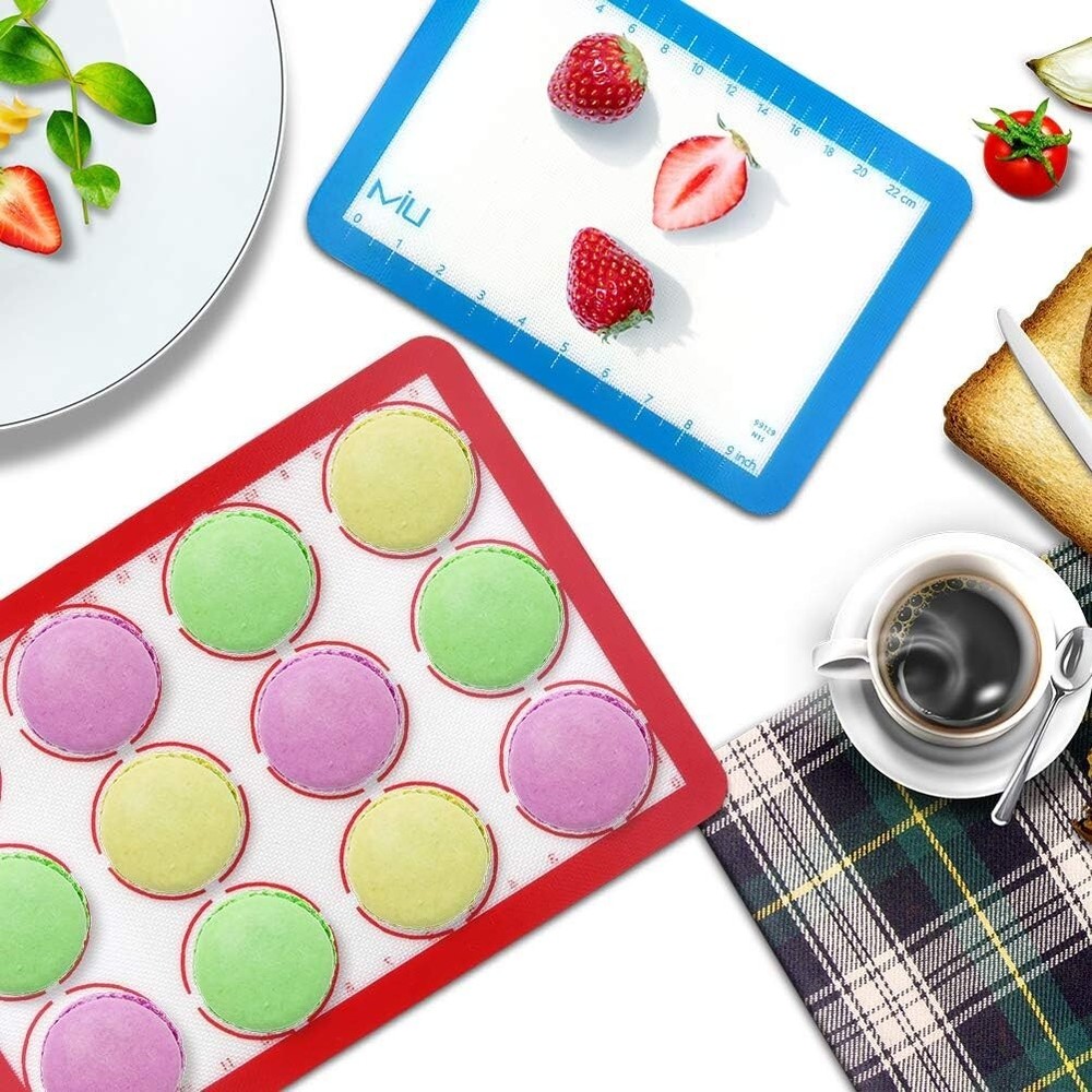 MIU Macaroon Silicone Baking Mat, Non-Stick Cookie Baking Mat, 2 Half Sheets and