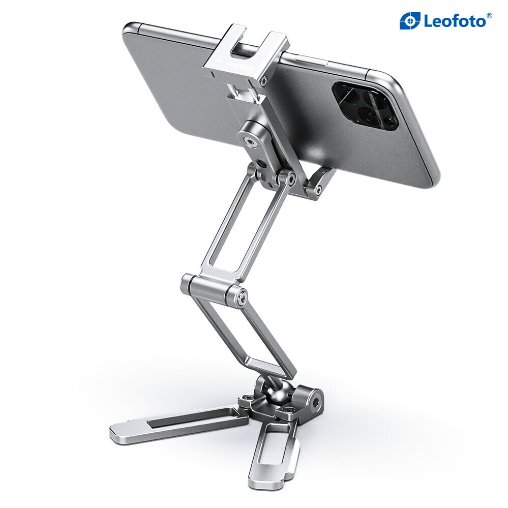 Leofoto PS-4 Foldable Multi-Functional Smartphone Clamp Silver