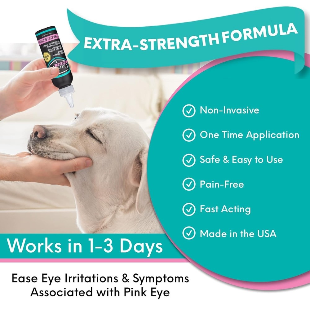 3oz Conjunctivitis Eye Drops - Extra Strength Solution for Pets & Livestock
