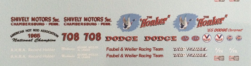 Decals - Bud Faubel, “Honker” (original version). Very Nice!