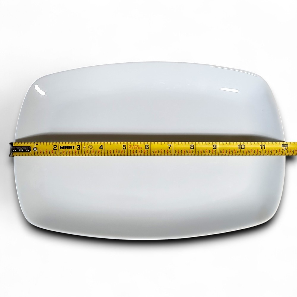 4pc Modern White Porcelain Serving Platters 12"x 8" Rounded Rectangular