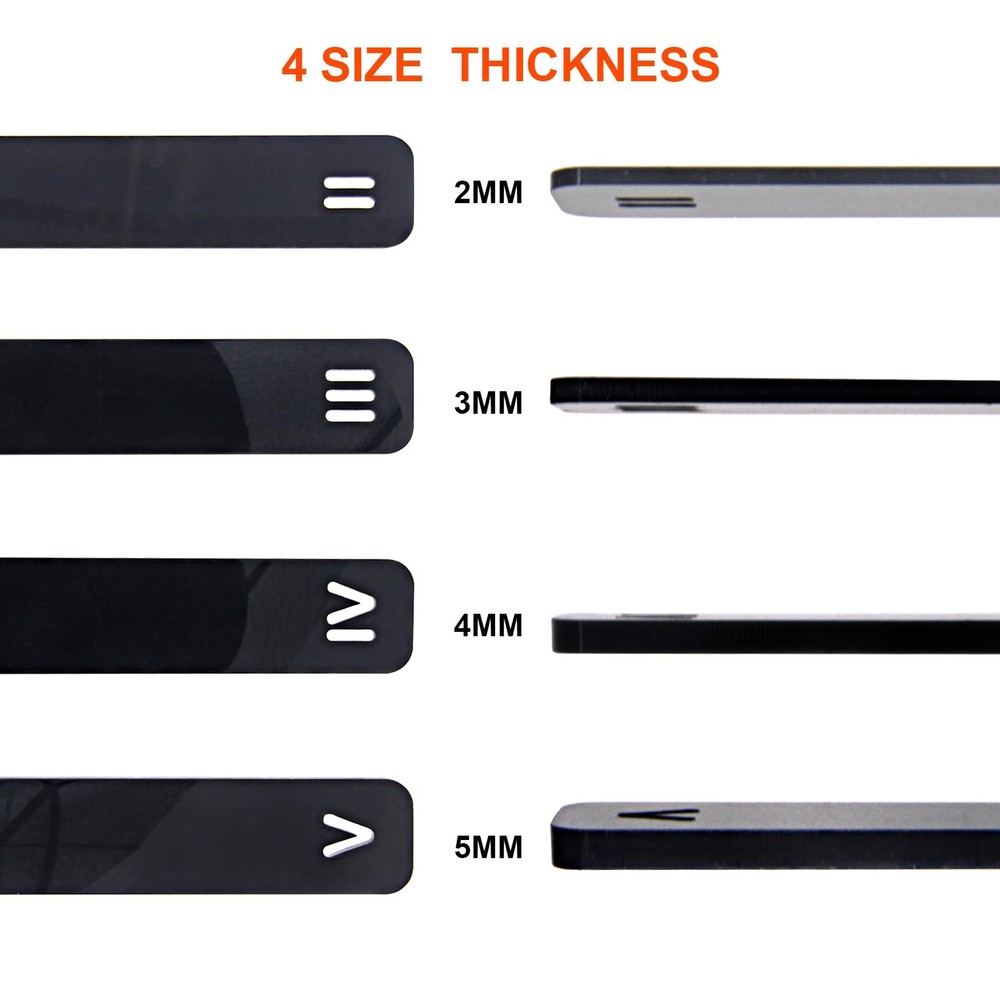 8 Pcs Polymer Clay Depth Guide Set, 4 Size for Adjustable Thickness Black