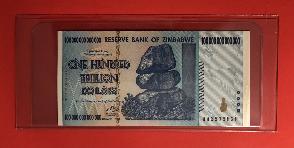 ZIMBABWE 100 TRILLION DOLLAR BANKNOTES, ALMOST UNCIRCULATED