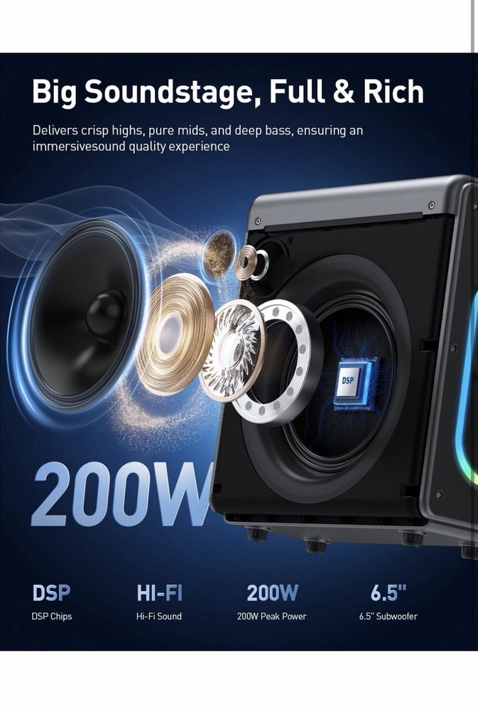 Karaoke Machine with 2 Wireless Microphones: Portable Bluetooth Speaker