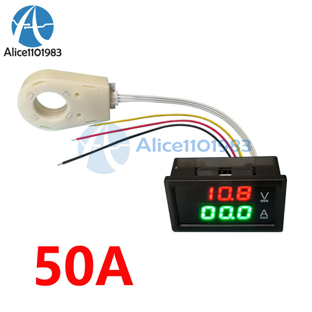 DC0-300V 50/100/200/400A Digital Current Voltage Meter Hall Ammeter Voltmeter