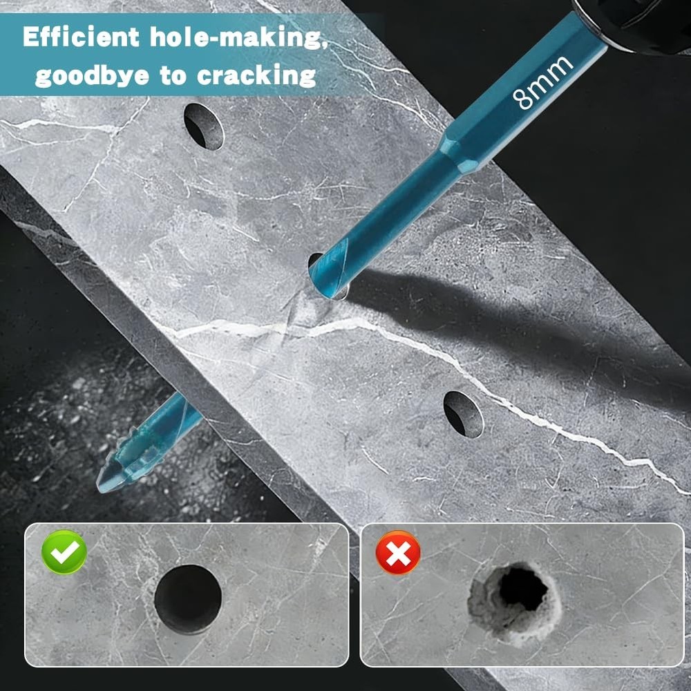 10 Pack Dry Diamond Drill Bits,Tile Drill Bit Set for Ceramic,Porcelain,Marbl...