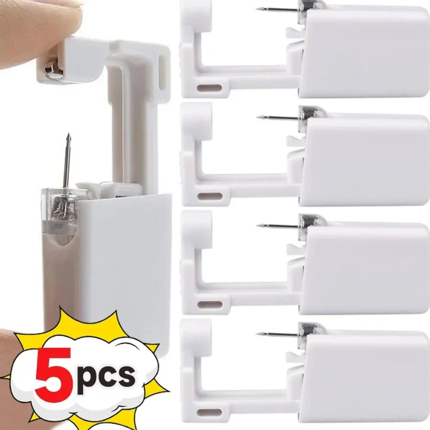 5pcs Disposable Ear Piercing Gun Kit Sterile Plastic Ear Stud Tool Set - NEW