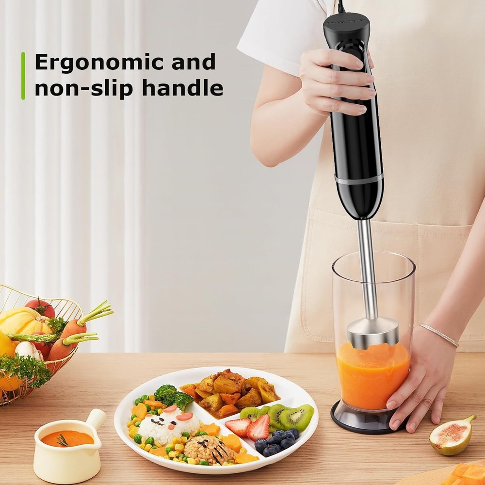 Versatile Immersion Blender with Compact Design for Smoothies, Marinades & More