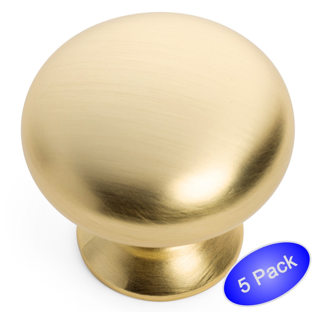 *5 Pack* Cosmas Cabinet Hardware Brushed Gold Round Knobs #1202BG