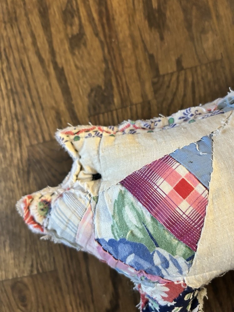 Stuffed Primitive Pig 9” From Feedsack Quilt